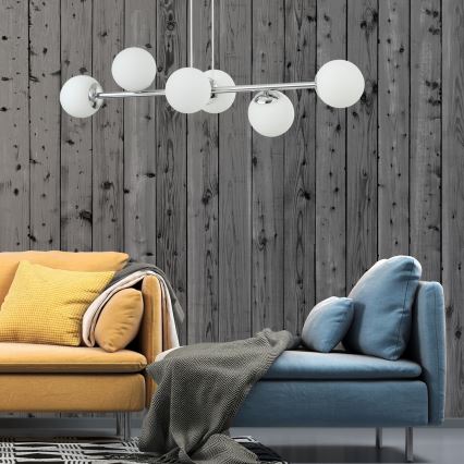 Pendel med ledning MADDIE 6xE14/5W/230V blank krom