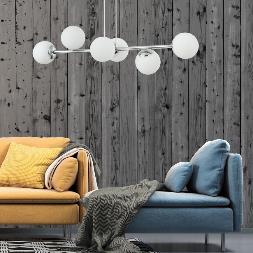 Pendel med ledning MADDIE 6xE14/5W/230V blank krom