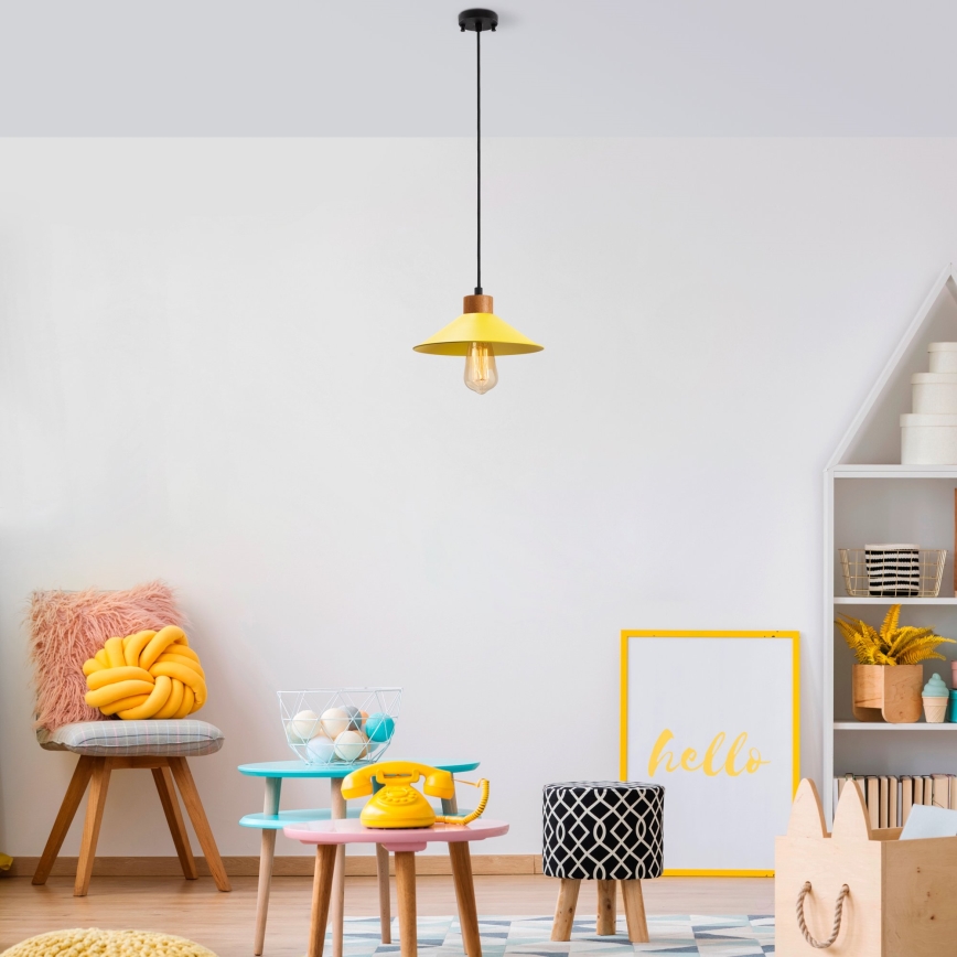 Pendel med ledning MANAVGAT 1xE27/40W/230V gul/brun