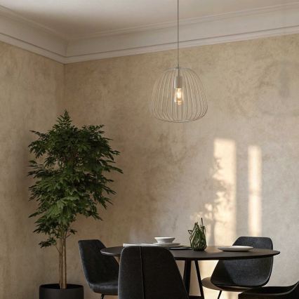 Pendel med ledning OVELLA 1xE27/15W/230V Ø 36 cm cremefarvet