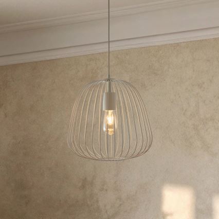 Pendel med ledning OVELLA 1xE27/15W/230V Ø 36 cm cremefarvet