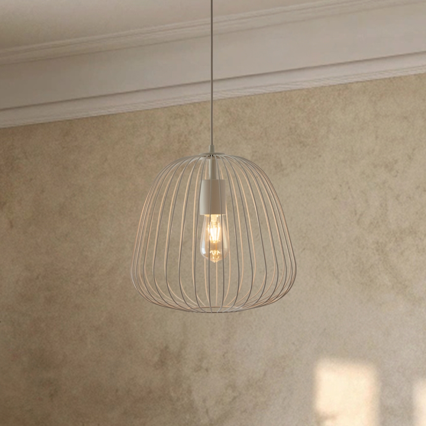 Pendel med ledning OVELLA 1xE27/15W/230V Ø 36 cm cremefarvet
