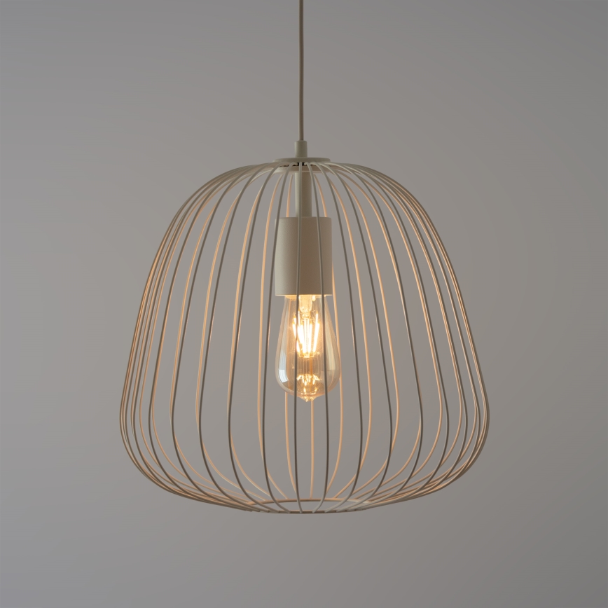 Pendel med ledning OVELLA 1xE27/15W/230V Ø 36 cm cremefarvet