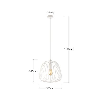 Pendel med ledning OVELLA 1xE27/15W/230V Ø 36 cm cremefarvet