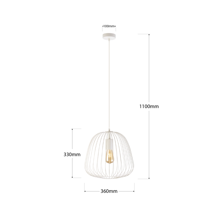 Pendel med ledning OVELLA 1xE27/15W/230V Ø 36 cm cremefarvet