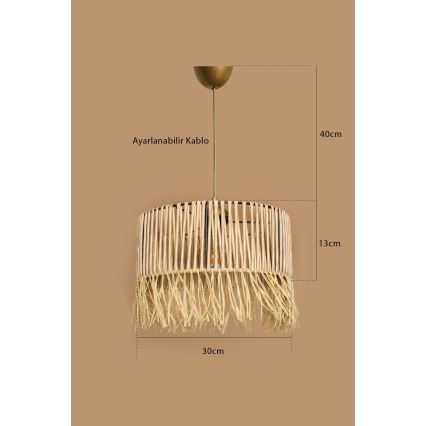 Pendel med ledning RIMINI 1xE27/40W/230V, beige