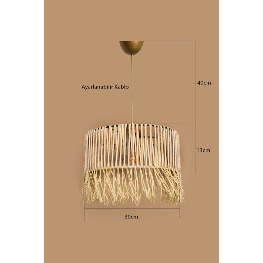 Pendel med ledning RIMINI 1xE27/40W/230V, beige