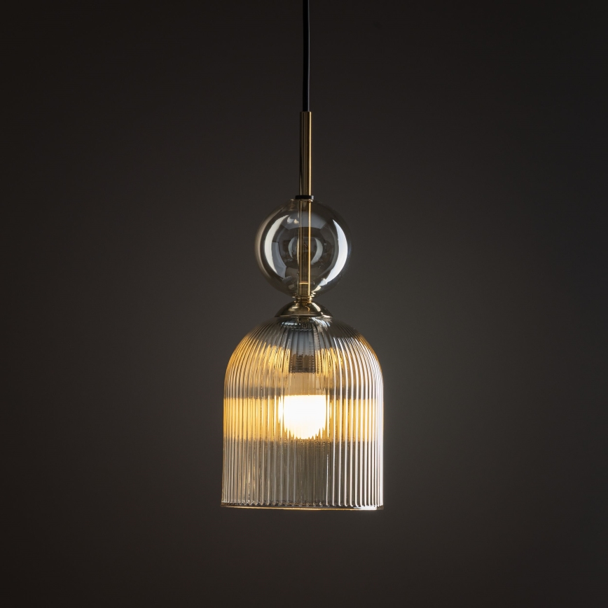 Pendel med ledning SOPHIA 1xE14/10W/230V sort/røget beige