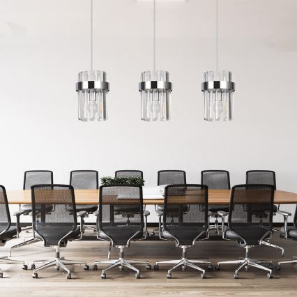 Pendel med ledning VETRO 3xE14/10W/230V i blank krom