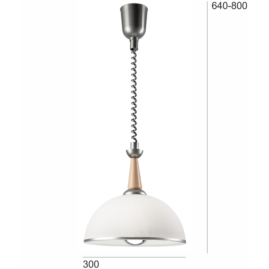 Pendel med nedtræk CHIARA 1xE27/60W/230V sølvfarvet/beige/bøg