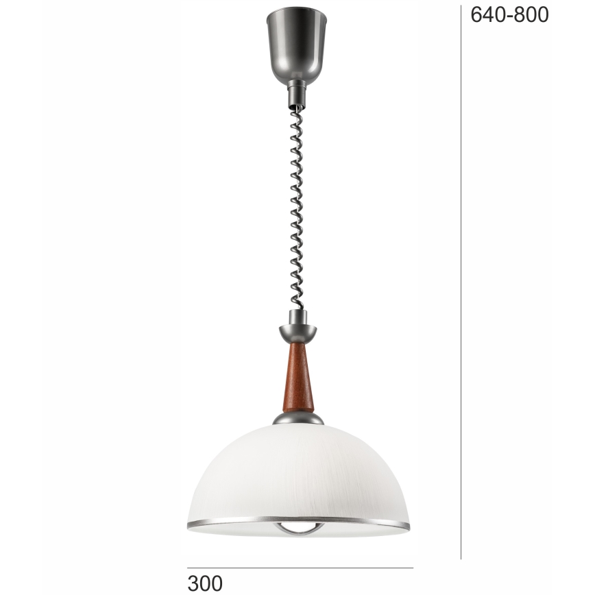 Pendel med nedtræk CHIARA 1xE27/60W/230V sølvfarvet/brun/bøg