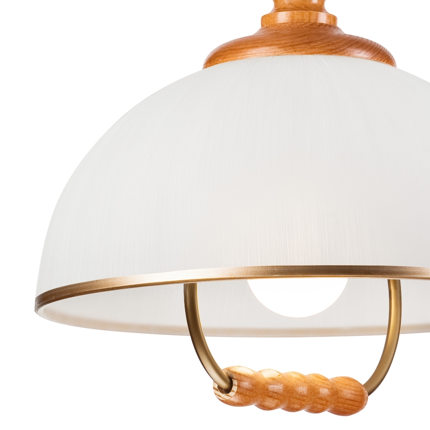 Pendel med nedtræk RAMONA 1xE27/60W/230V beige/brun/fyrretræ