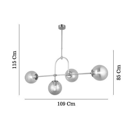 Pendel med stang POLINO 4xE27/40W/230V i guld