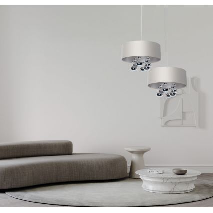 Pendel med wire BUBBLE 1xE27/60W/230V Ø 50 cm hvid