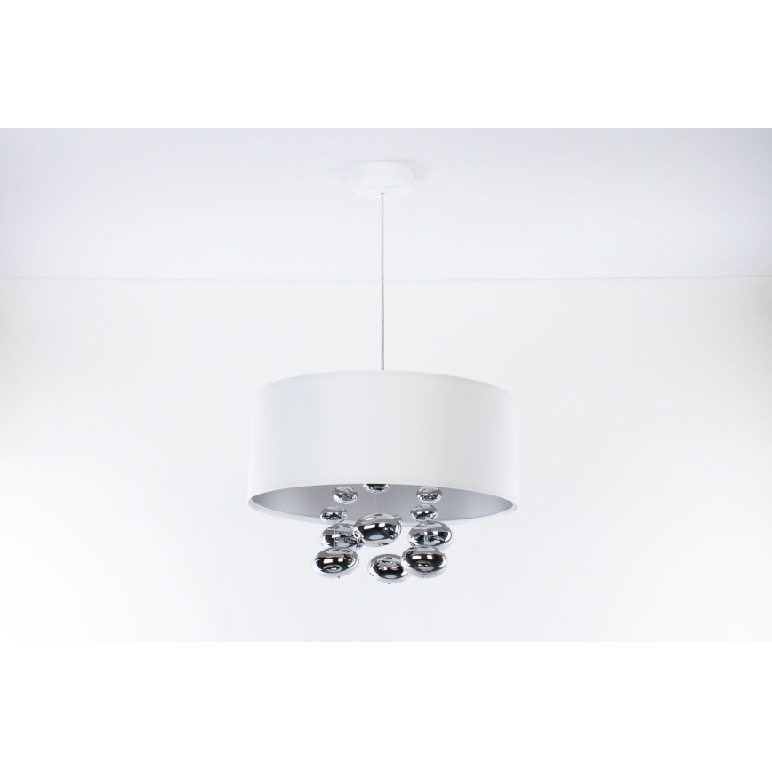 Pendel med wire BUBBLE 1xE27/60W/230V Ø 50 cm hvid