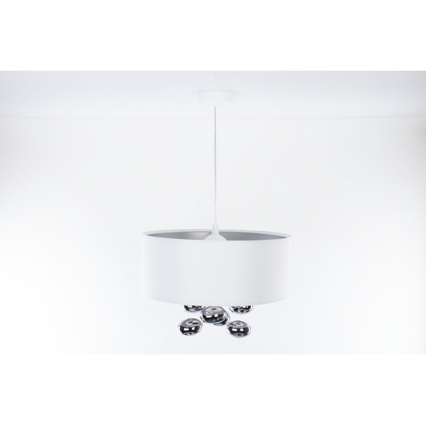 Pendel med wire BUBBLE 1xE27/60W/230V Ø 50 cm hvid