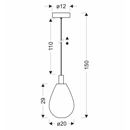 Pendel med wire DENSO 1xG9/5W/230V Ø 20 cm kobber/sort