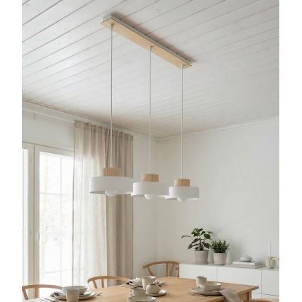 Pendel med wire KIVI 3xE27/15W/230V hvid