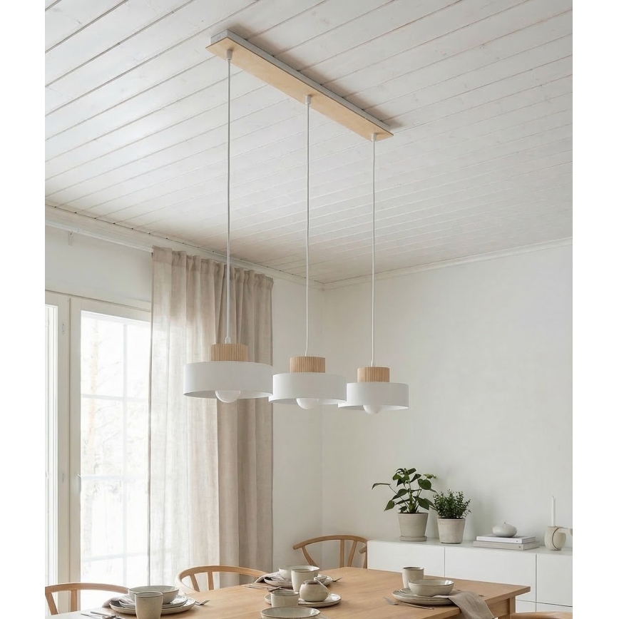 Pendel med wire KIVI 3xE27/15W/230V hvid