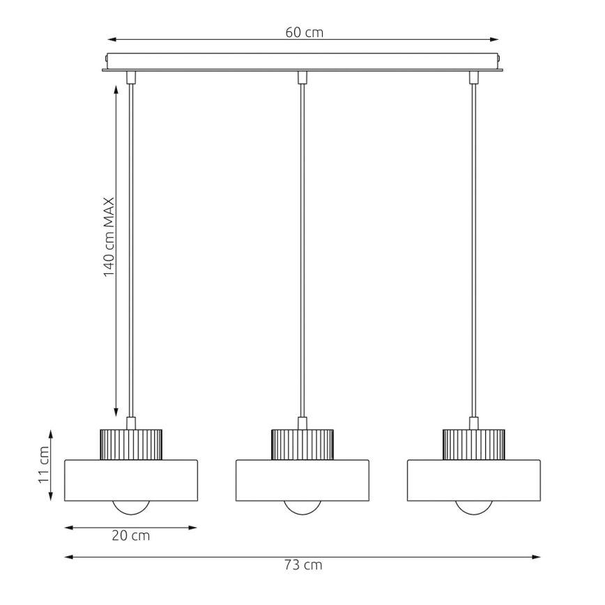 Pendel med wire KIVI 3xE27/15W/230V hvid