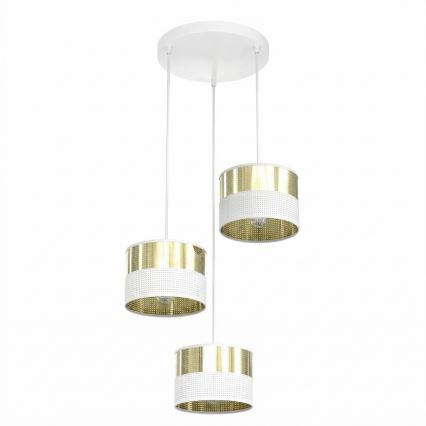 Pendel med wire LUX 3xE27/15W/230V hvid/guld