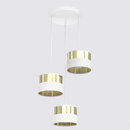 Pendel med wire LUX 3xE27/15W/230V hvid/guld