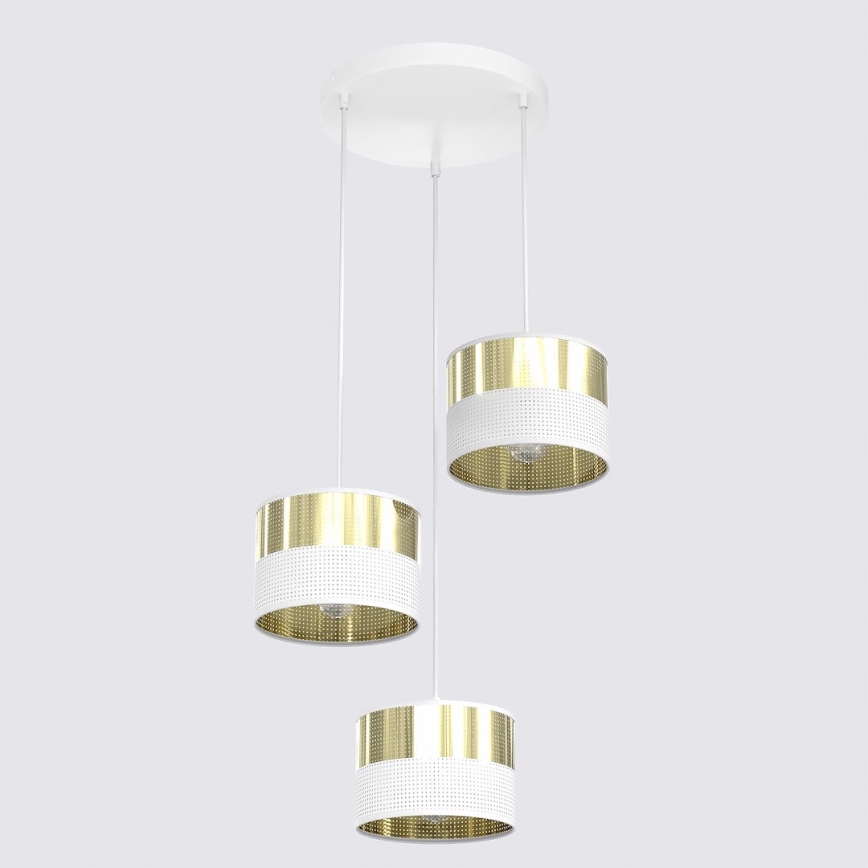 Pendel med wire LUX 3xE27/15W/230V hvid/guld