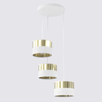 Pendel med wire LUX 3xE27/15W/230V hvid/guld