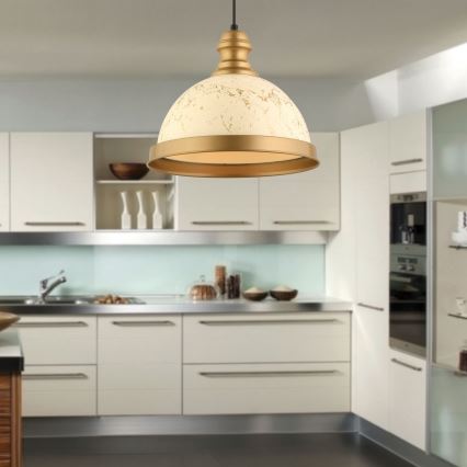 Pendel med wire MONZA 1xE27/40W/230V Ø 29 cm creme/bronze