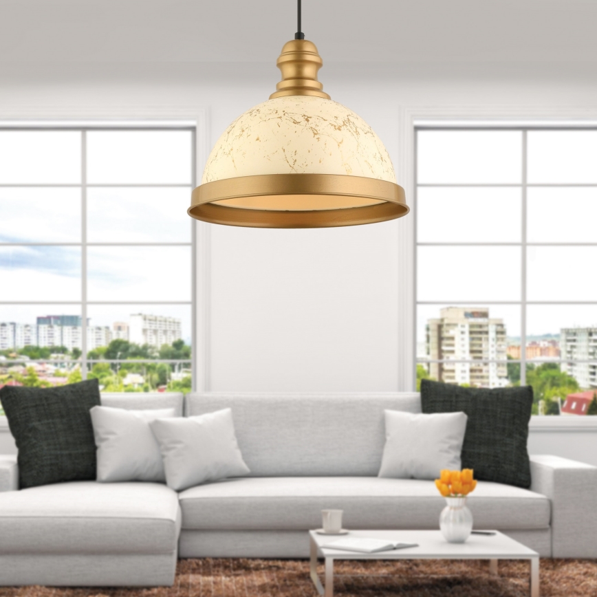 Pendel med wire MONZA 1xE27/40W/230V Ø 29 cm creme/bronze