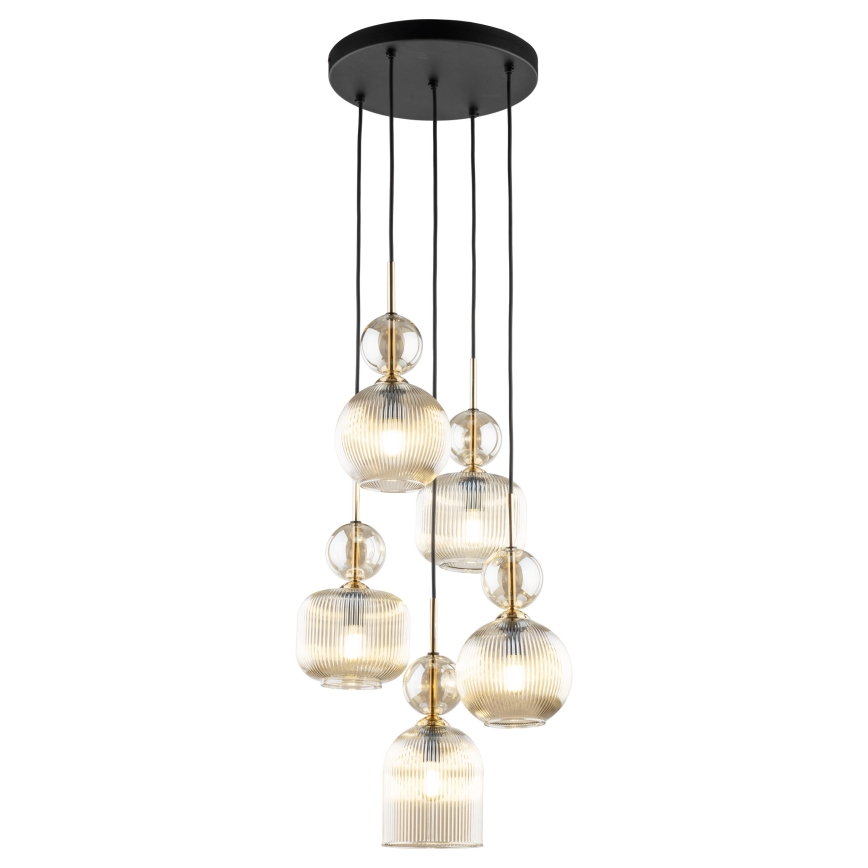 Pendel med wire SOPHIA 5xE14/10W/230V sort/røget beige