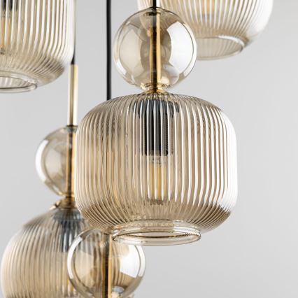 Pendel med wire SOPHIA 5xE14/10W/230V sort/røget beige
