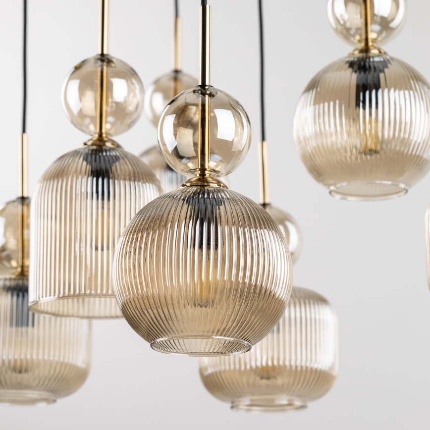 Pendel med wire SOPHIA 5xE14/10W/230V sort/røget beige
