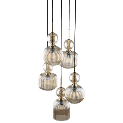 Pendel med wire SOPHIA 5xE14/10W/230V sort/røget beige