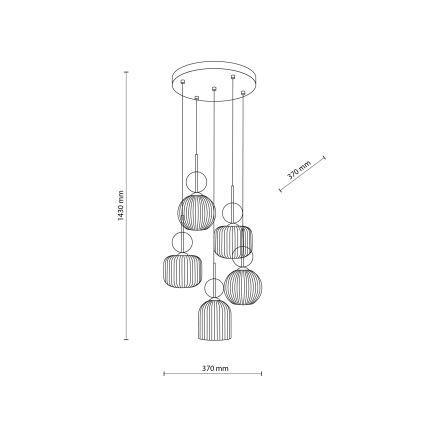 Pendel med wire SOPHIA 5xE14/10W/230V sort/røget beige