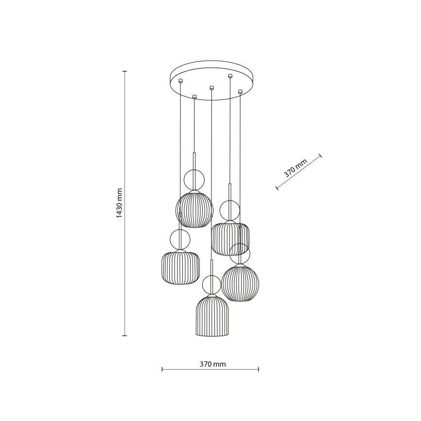 Pendel med wire SOPHIA 5xE14/10W/230V sort/røget beige