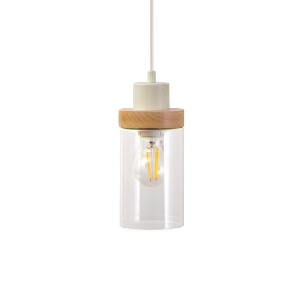 Pendel med wire WOODNEST 1xE27/15W/230V fyrretræ/cremefarvet