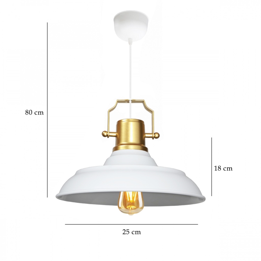 Pendel med wireophæng AYD 1xE27/40W/230V hvid/guld