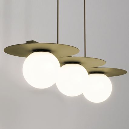 Pendel med wireophæng FLAT 3xE27/15W/230V, guld
