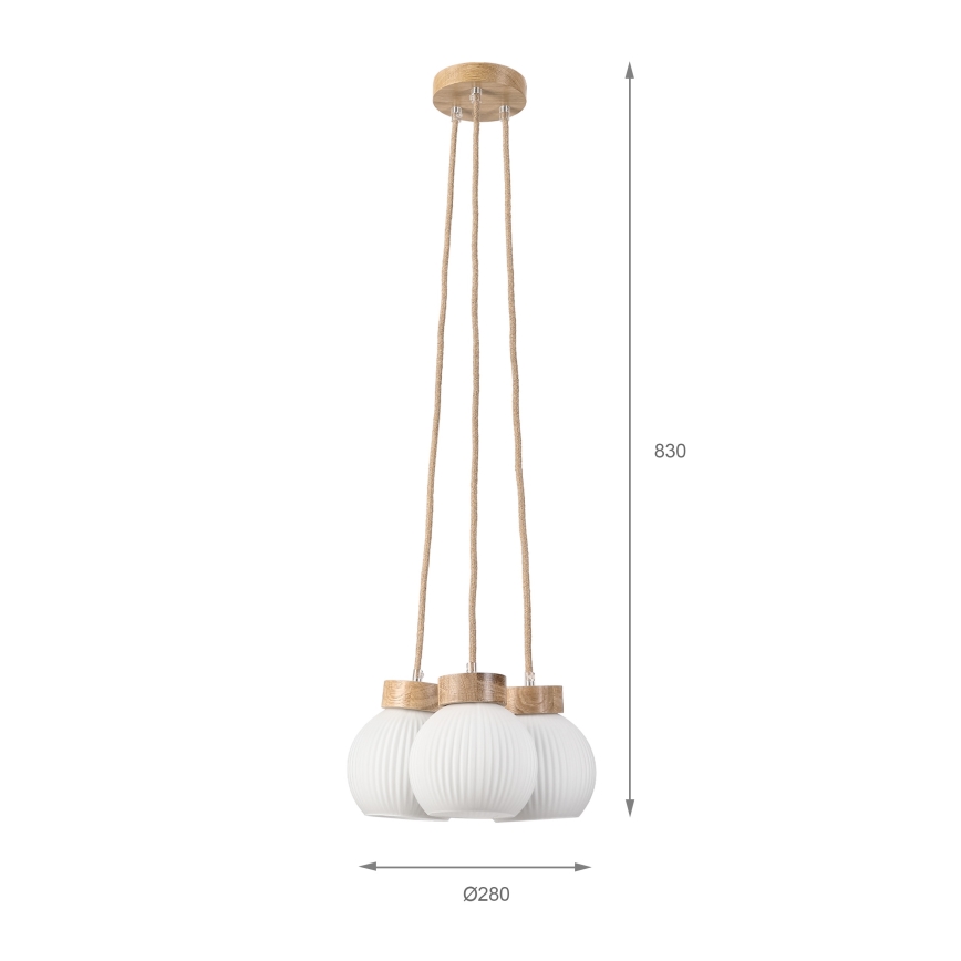 Pendel med wireophæng LOOMIS 3xE27/15W/230V 83 cm beige/eg