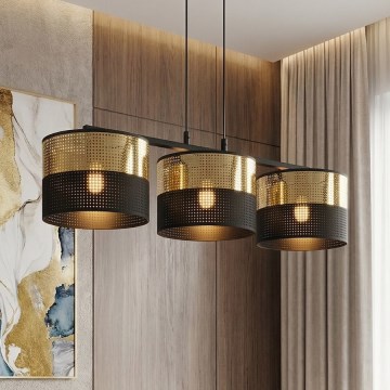 Pendel med wireophæng LUX 3xE27/15W/230V sort/guld