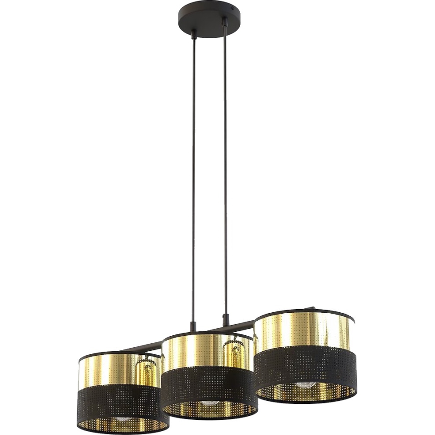 Pendel med wireophæng LUX 3xE27/15W/230V sort/guld