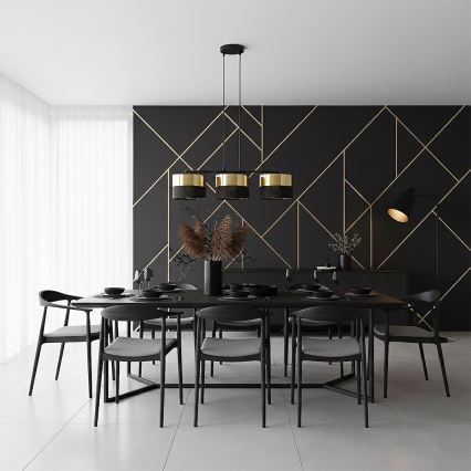 Pendel med wireophæng LUX 3xE27/15W/230V sort/guld