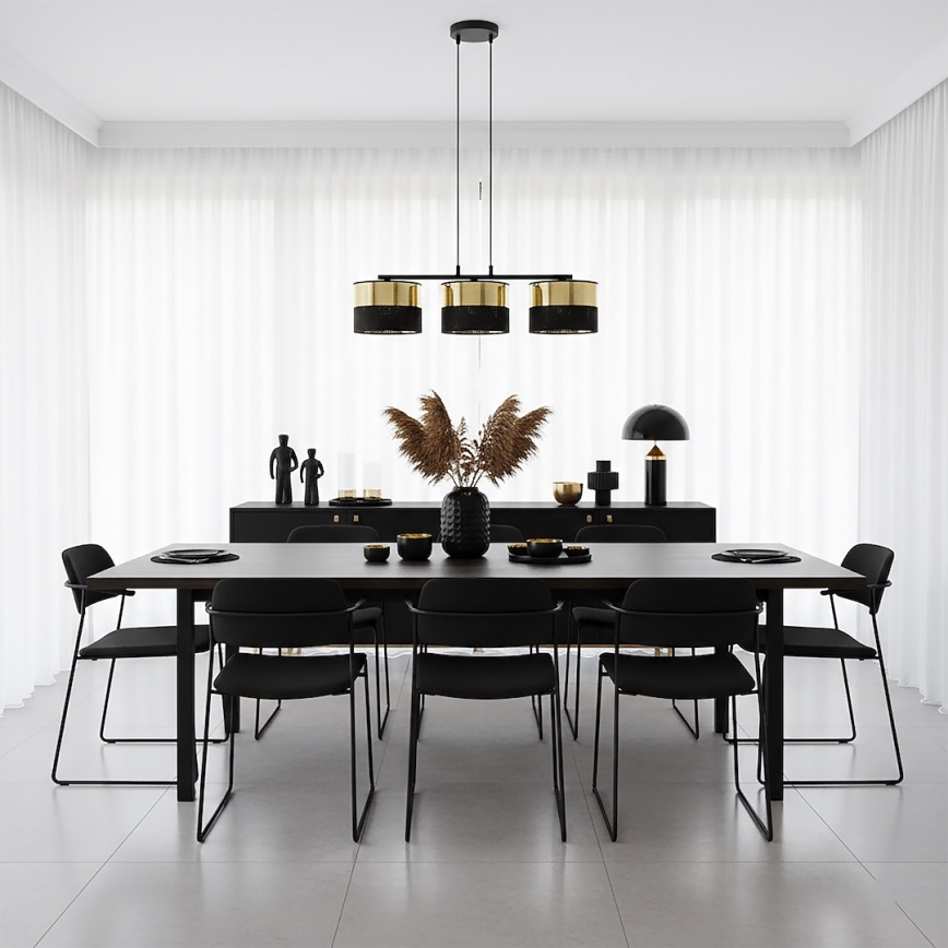 Pendel med wireophæng LUX 3xE27/15W/230V sort/guld