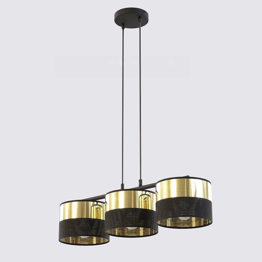 Pendel med wireophæng LUX 3xE27/15W/230V sort/guld