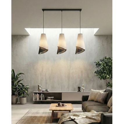 Pendel med wireophæng MODA 3xE27/15W/230V grå/sort