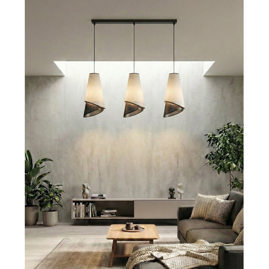 Pendel med wireophæng MODA 3xE27/15W/230V grå/sort