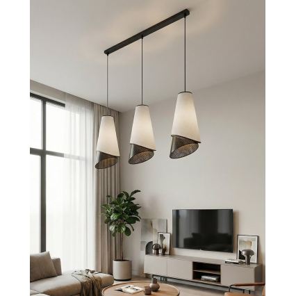 Pendel med wireophæng MODA 3xE27/15W/230V grå/sort