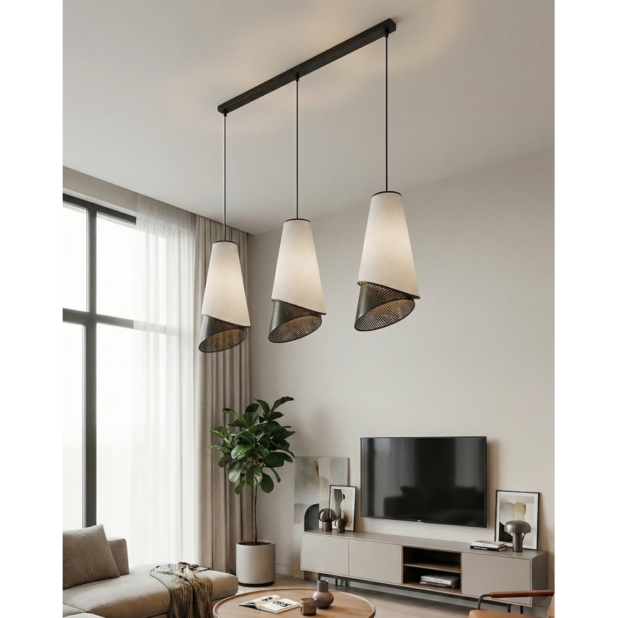 Pendel med wireophæng MODA 3xE27/15W/230V grå/sort