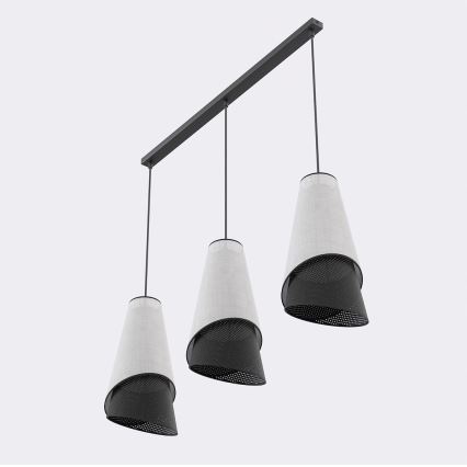 Pendel med wireophæng MODA 3xE27/15W/230V grå/sort